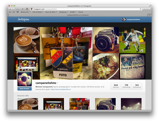 Instagram web profiles