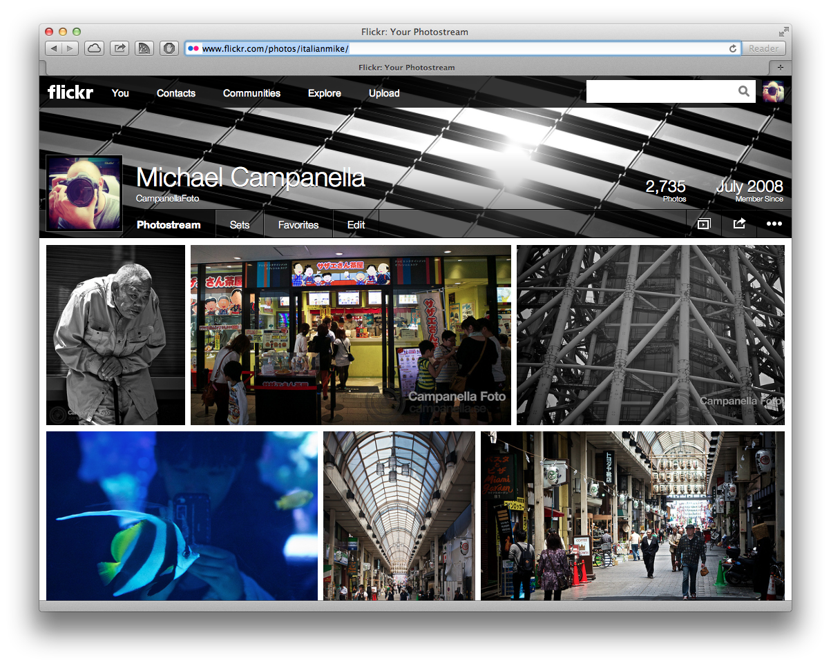 The profile page of the new Flickr